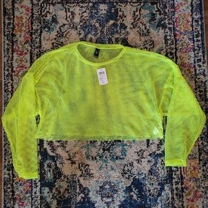 Mesh lime green long sleeve crop. Womens Size M